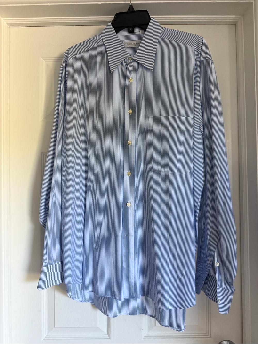 Claudio Bellini Blue and White Pinstripe Dress Shirt